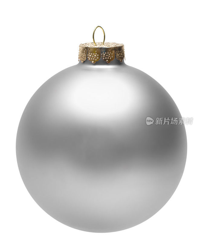 闪亮的银色圣诞树球装饰