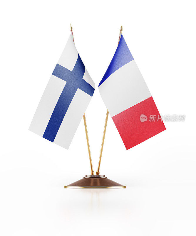 芬兰和法国的微型国旗