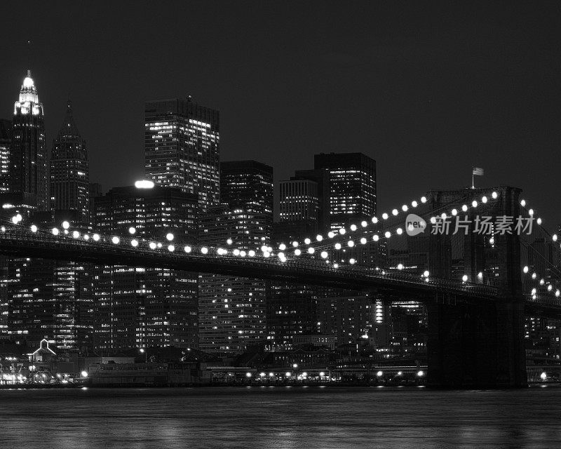 天黑后的布鲁克林大桥