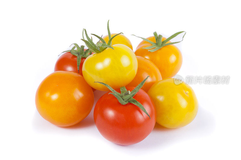 橙色，红色和黄色樱桃番茄品种
