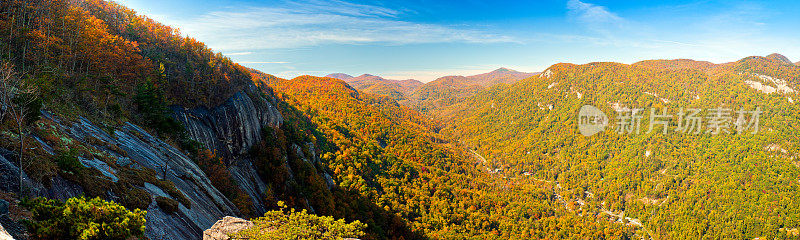 山核桃峡谷，烟囱岩公园，美国北卡罗来纳州