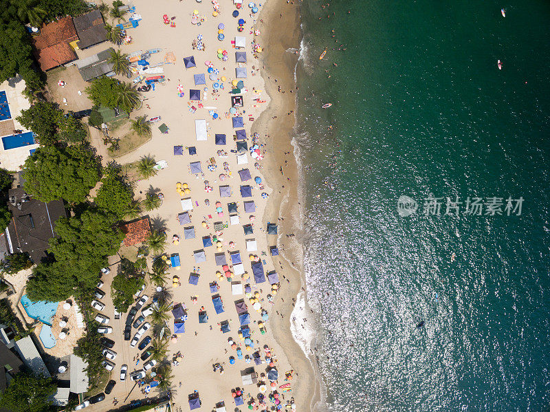 鸟瞰图Juquehy海滩在圣保罗，巴西