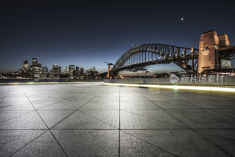 悉尼海港大桥前空荡荡的广场