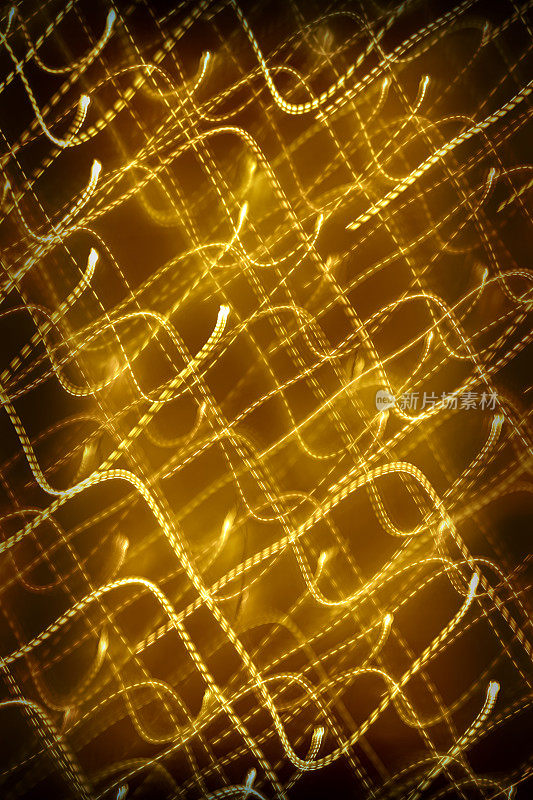 带运动模糊效果的抽象散焦灯光背景(黄色)