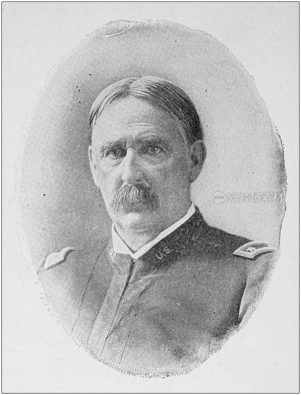 美国陆军黑白照片:威廉·R·谢夫特少将的肖像