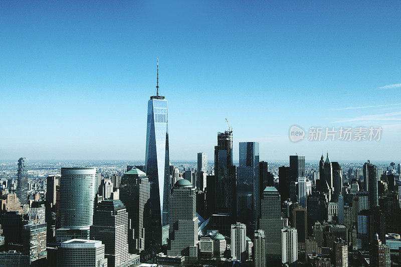 从直升机上鸟瞰纽约市