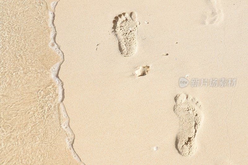 足迹在蒙特肖斯海滩，毛里求斯，印度洋，非洲