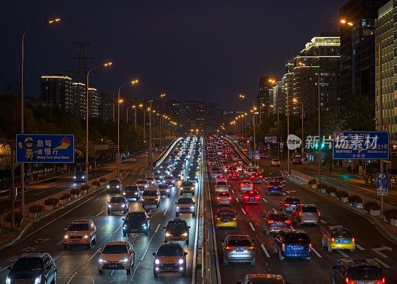 北京市中心夜景鸟瞰图