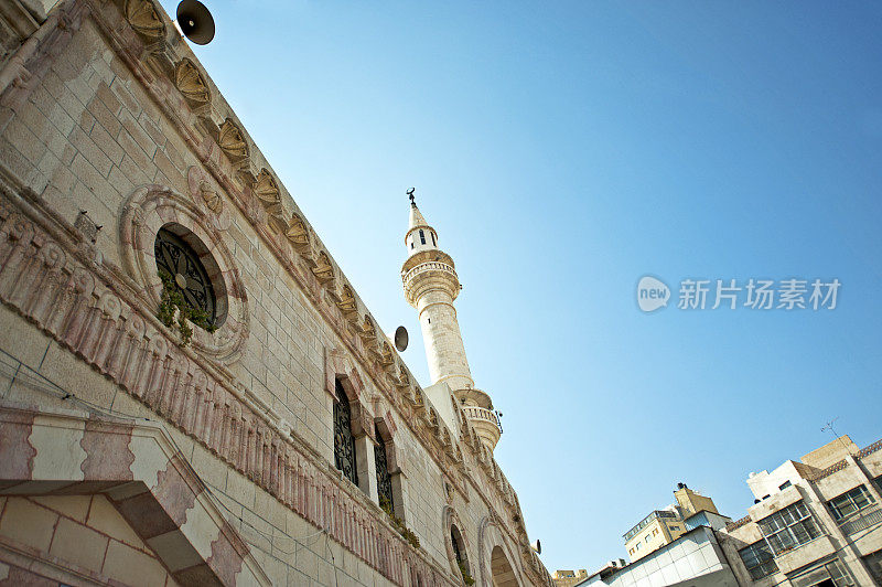 伊斯兰清真寺尖塔和寺庙，安曼，约旦