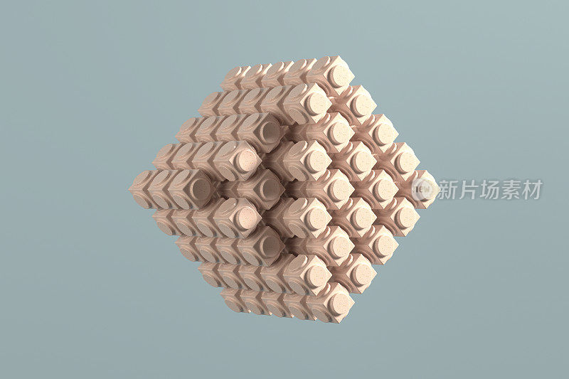 抽象几何形状中的立方体形状大数据区块链概念