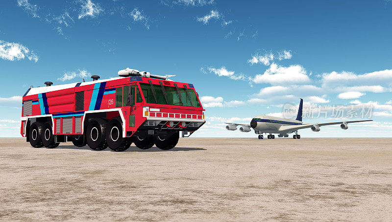 机场消防车和客机