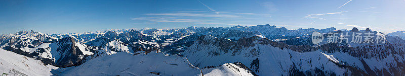 瑞士阿尔卑斯山的全景