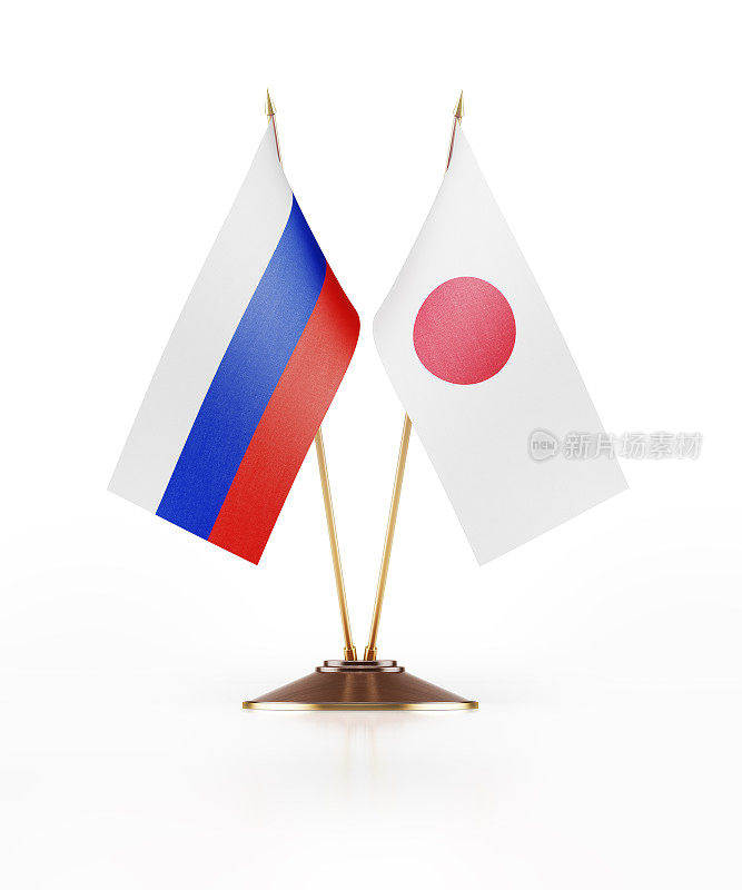 俄罗斯和日本的微型国旗