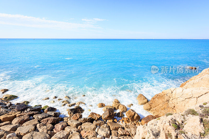 尼斯附近的海岸，蔚蓝海岸(法国里维埃拉)，法国