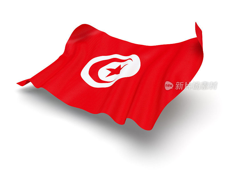 盘旋的突尼斯国旗(剪影路径)
