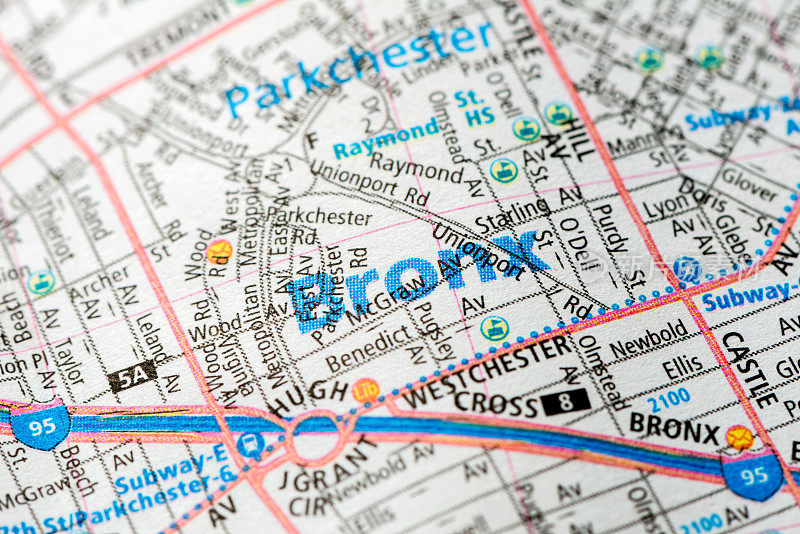布朗克斯-纽约地图细节