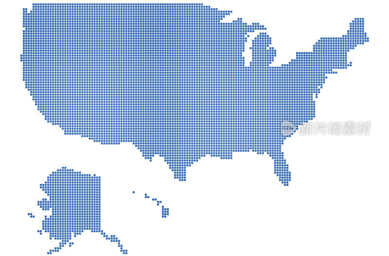 方形像素的美国地图