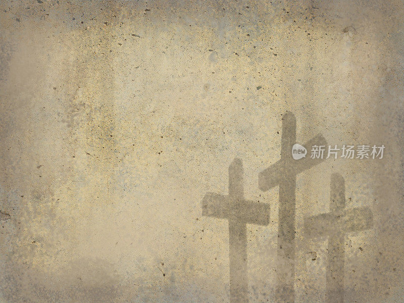 髑髅地十字架Grunge纹理基督教信仰十字架背景复活节复活