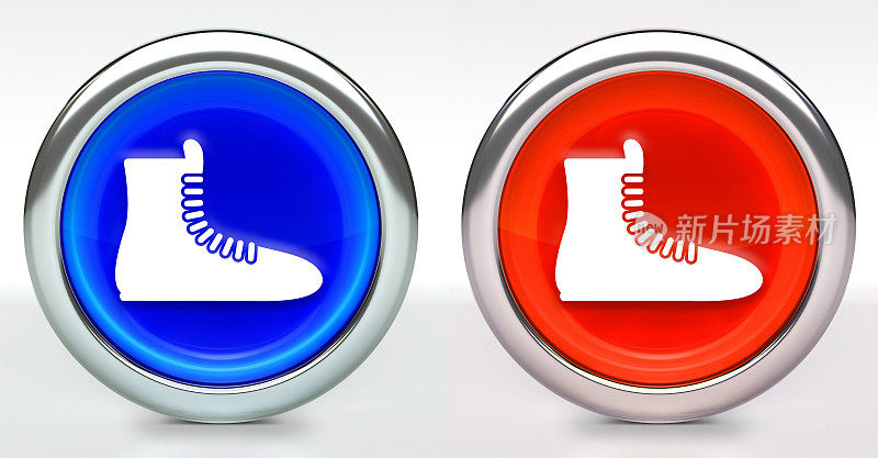 拳击鞋图标上的按钮与金属边缘
