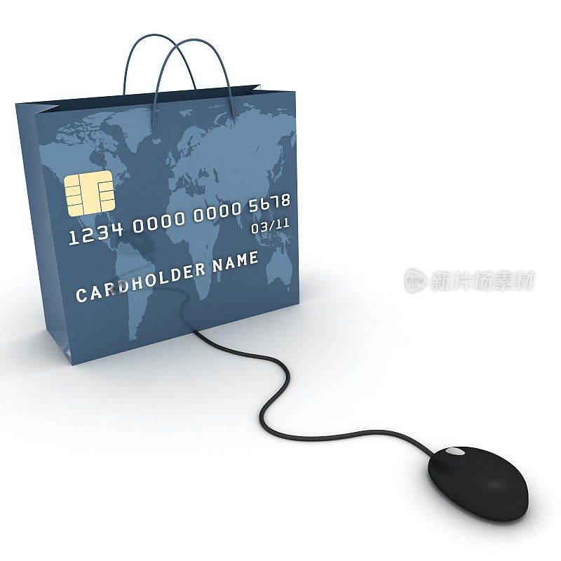 网上购物袋电子商务信用卡概念
