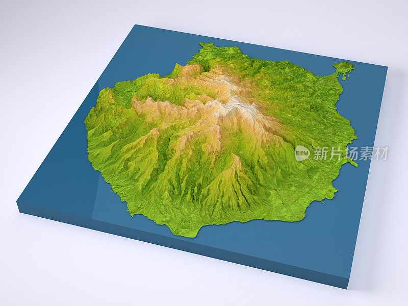大加那利岛3D模型地形图浮雕颜色