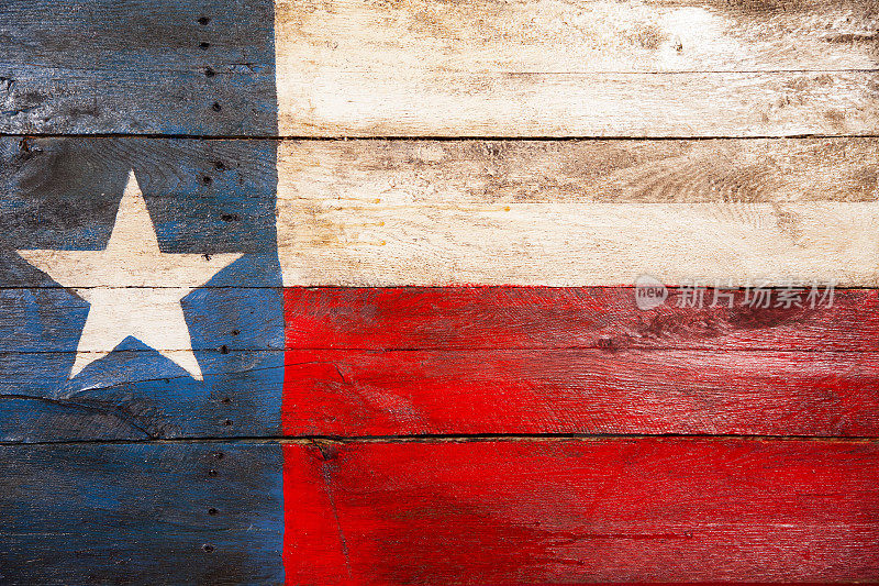 用旧木板做成的德州旗。画。乡村。