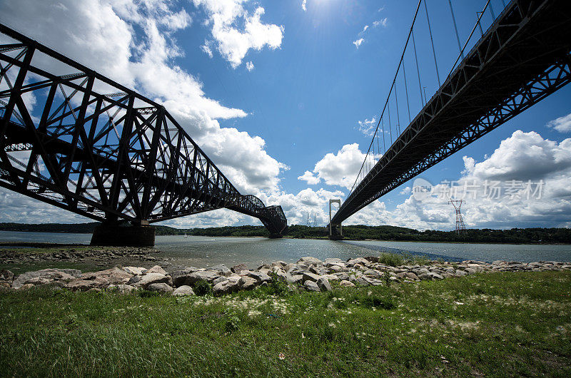 历史上著名的悬索桥，魁北克市，加拿大，圣罗兰河