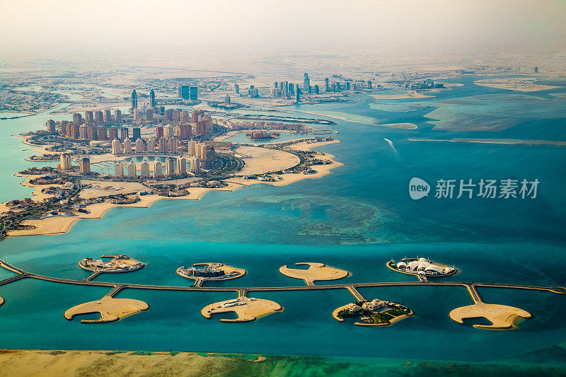 城市多哈鸟瞰图，卡塔尔的首都
