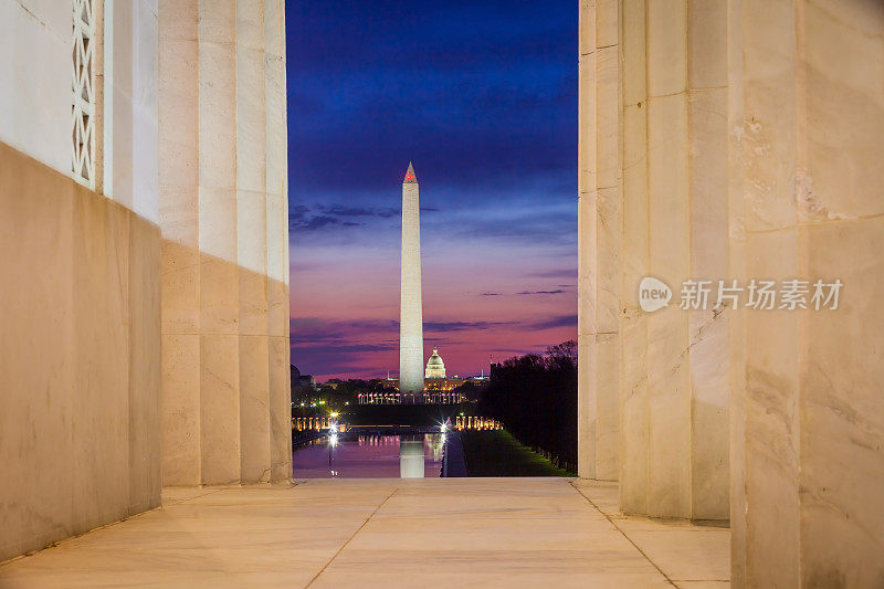 华盛顿纪念碑和美国国会大厦