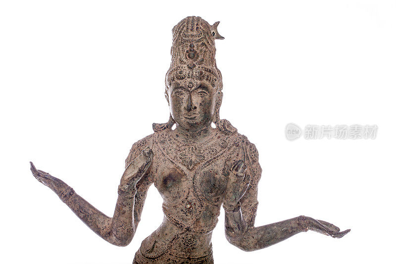 印度的财富、财富和繁荣女神拉克希米。传统人物的仿古铜像。