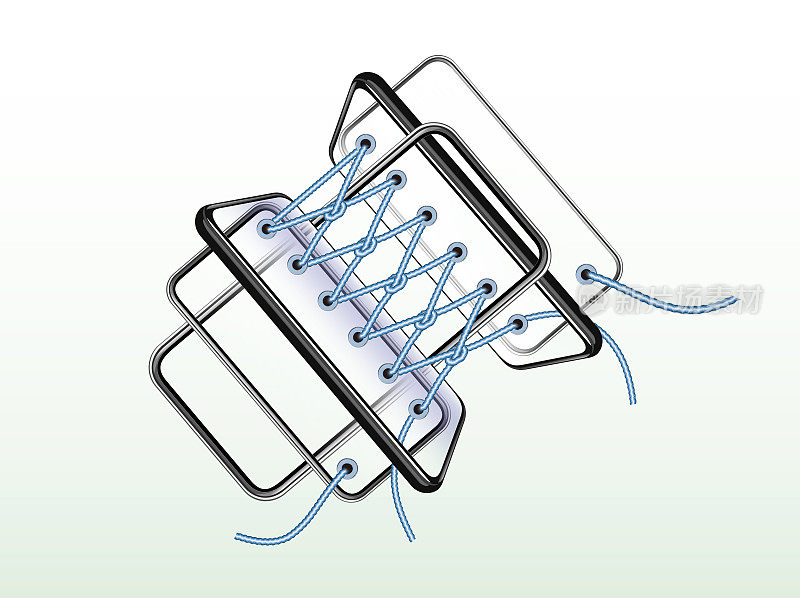 多部智能手机编织成绳子，就像鞋子里的鞋带