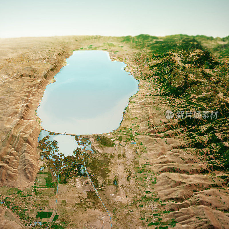 熊湖爱达荷犹他州3D渲染空中地平线视图从2019年8月北部