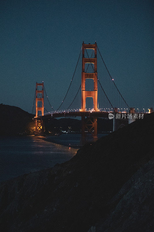 加州旧金山金门大桥的夜景