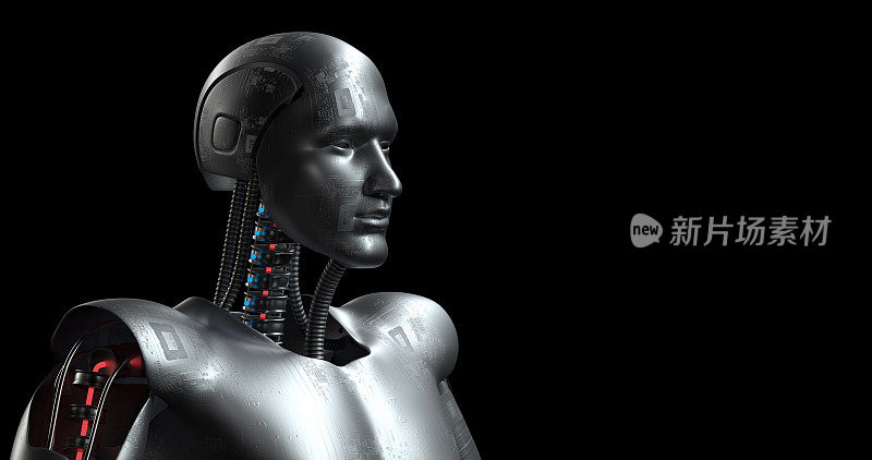 仿生机器人分析与检测。人工智能人形Cyborg。
