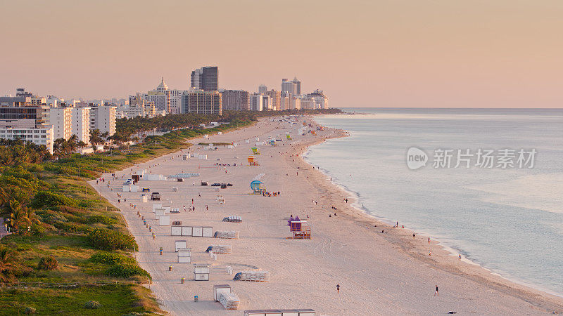 佛罗里达州迈阿密海滩的无人机拍摄