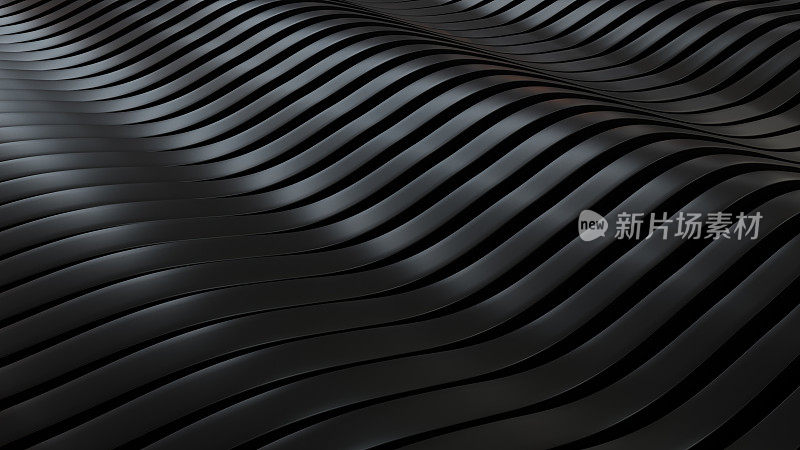 抽象的暗几何数字背景。黑色金属形状。