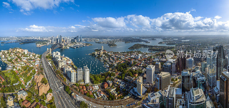 悉尼市海景，右侧为北悉尼CBD