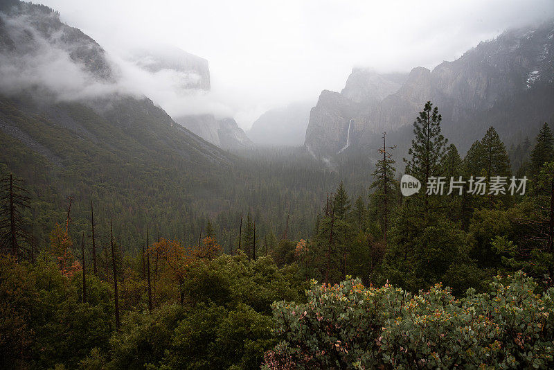 加州约塞米蒂山谷的隧道景