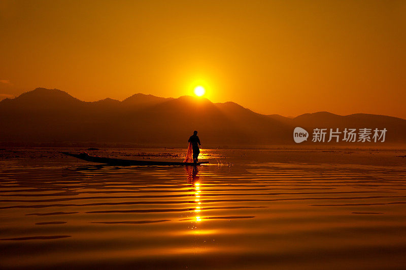 渔民，茵莱湖，缅甸