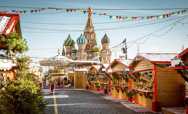 莫斯科红场上的圣诞集市