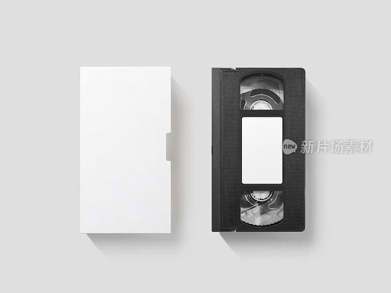 空白的白色录像带磁带模型，俯视图，剪辑路径