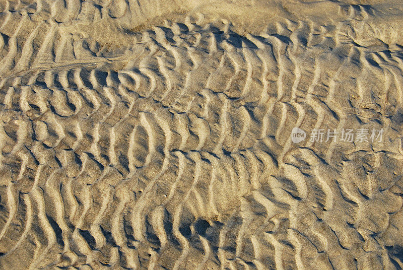 海滩上的沙子在退潮时泛起涟漪