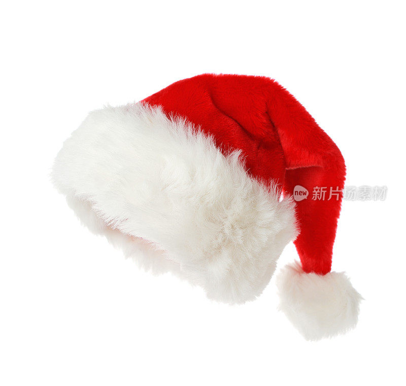 圣诞老人的帽子孤立在白色的背景