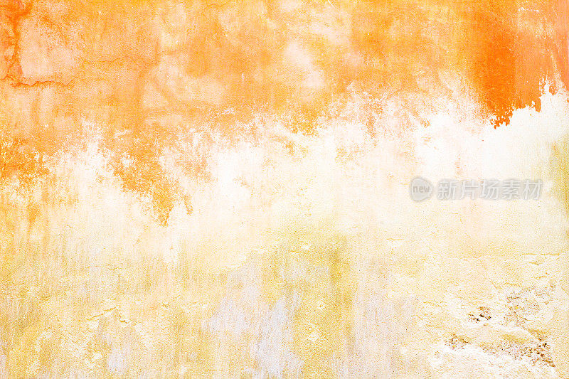 旧西西里墙背景纹理:斑驳的橙色和黄色