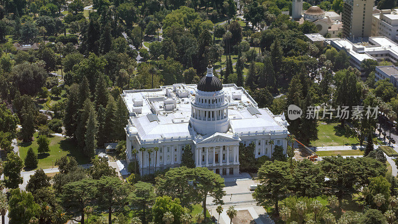 鸟瞰图加利福尼亚州首府博物馆在萨克拉门托，加利福尼亚州，美国