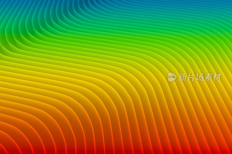 三维渲染抽象彩色波浪背景