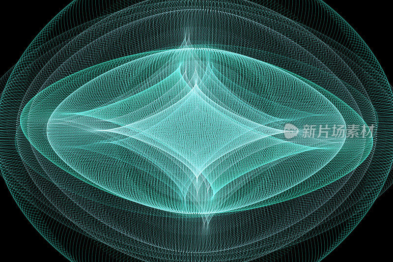 示波器风格Lissajous模式数字化设计和高度详细。适合数学、科学、技术和美学背景。库存图片背景。