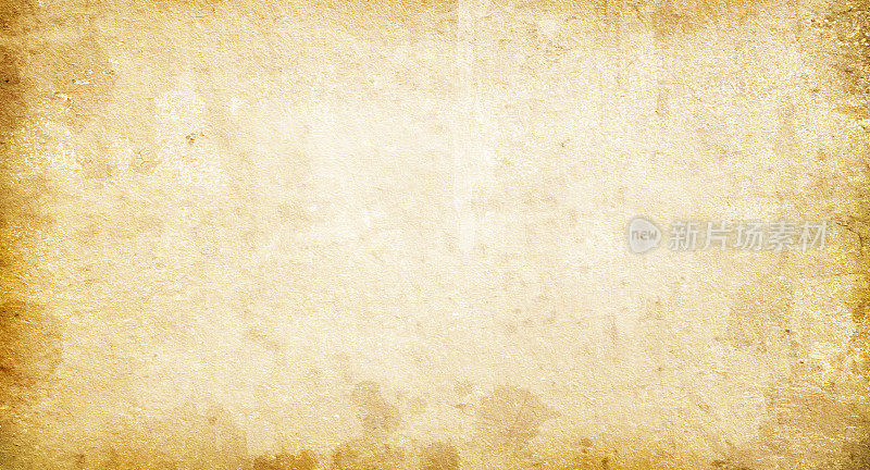 褪色的老式纸张的纹理，米黄色的复古背景，带有斑点和条纹的垃圾纸