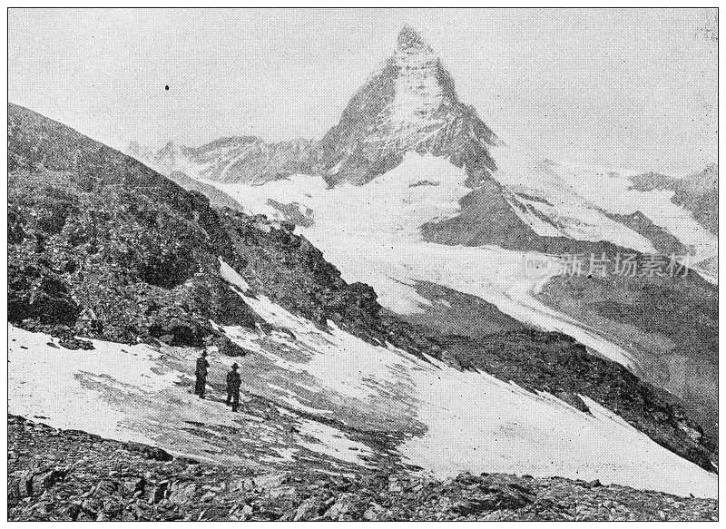 世界地标的古董照片(大约1894年):马特洪峰，瑞士