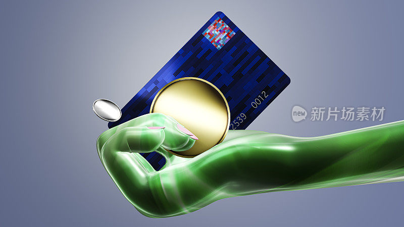 虚拟货币区块链和NFT;提供信用卡的机械手。